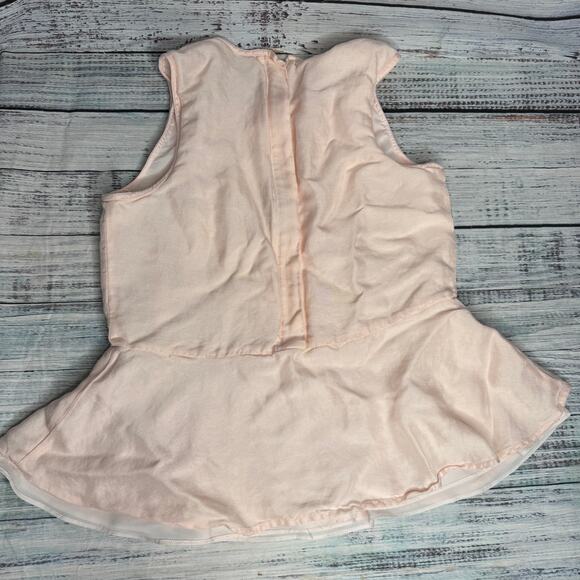 Club Monaco Pink Peplum Sleeveless Linen Blend Blouse Zip Back XS - Picture 3 of 3